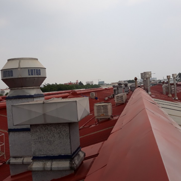 Thi c&ocirc;ng gia cường m&aacute;i t&ocirc;n bằng hệ sơn chống UV (polyurethane) - KCN ĐỒNG AN II